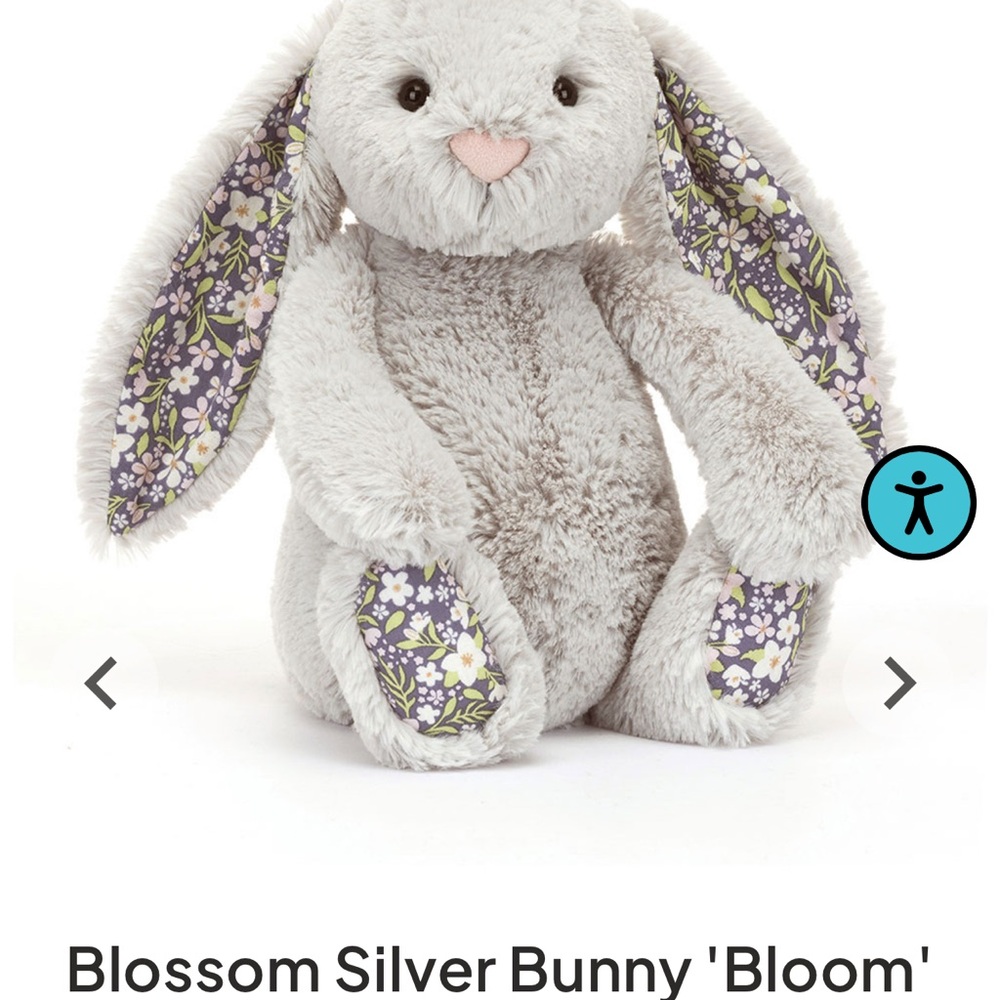 Jellycat Gray Bunny with Floral Ears
